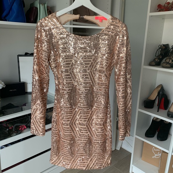 Backless sequin dress - Champagne colour - Picture 1 of 4